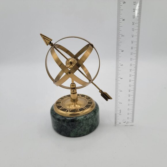 Vintage Brass Armillary Sphere on Marble Stand - Picture 5 of 5